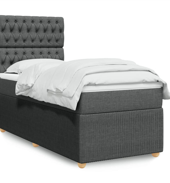 Boxspringbett mit Matratze Dunkelgrau 80x200 cm Stoff