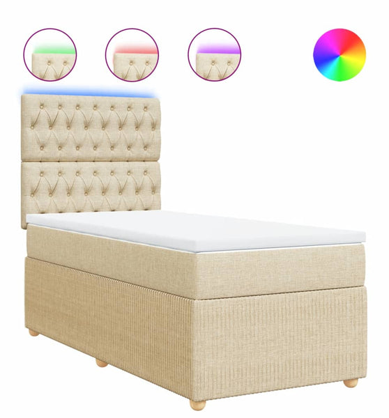 Boxspringbett mit Matratze Creme 80x200 cm Stoff