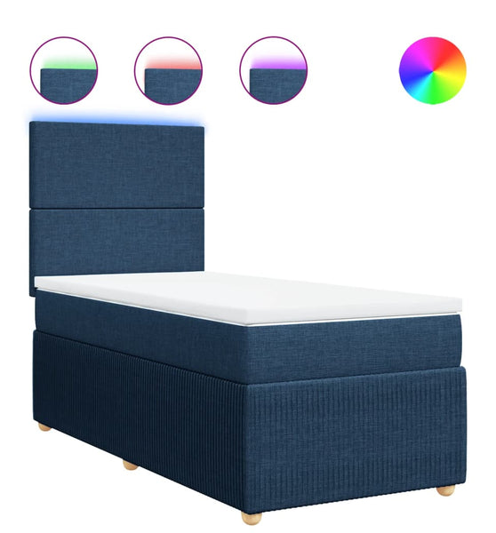 Boxspringbett mit Matratze Blau 90x190 cm Stoff