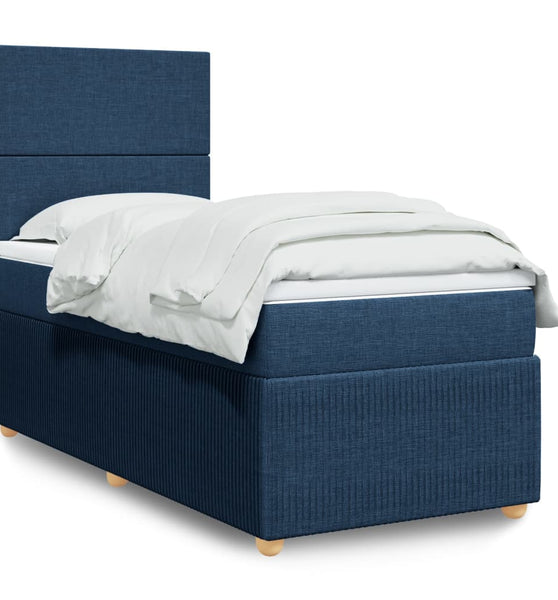 Boxspringbett mit Matratze Blau 90x190 cm Stoff