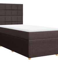 Boxspringbett mit Matratze Dunkelbraun 90x190 cm Stoff