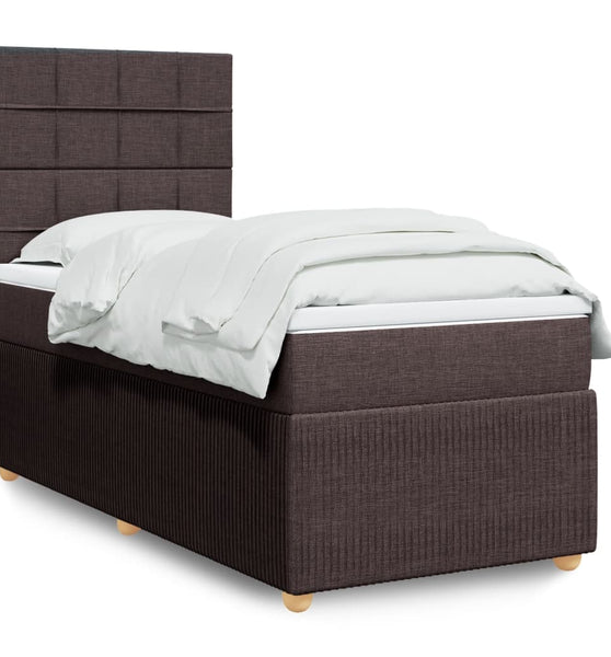 Boxspringbett mit Matratze Dunkelbraun 90x190 cm Stoff