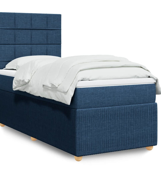 Boxspringbett mit Matratze Blau 90x190 cm Stoff