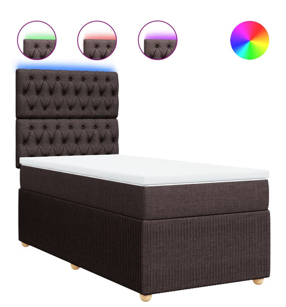 Boxspringbett mit Matratze Dunkelbraun 90x190 cm Stoff