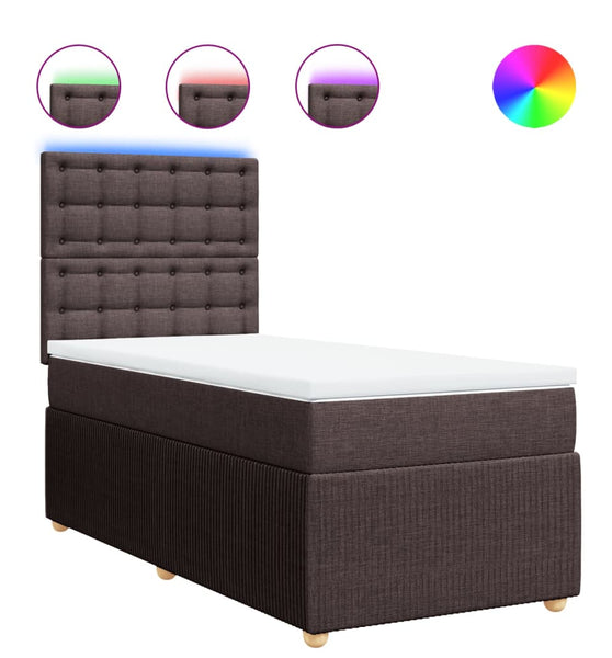 Boxspringbett mit Matratze Dunkelbraun 90x190 cm Stoff