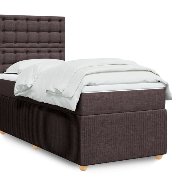 Boxspringbett mit Matratze Dunkelbraun 90x190 cm Stoff