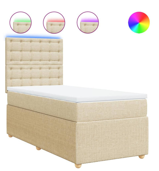 Boxspringbett mit Matratze Creme 90x190 cm Stoff