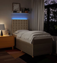 Boxspringbett mit Matratze Creme 90x190 cm Stoff