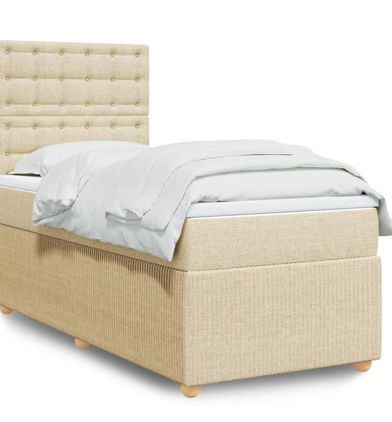 Boxspringbett mit Matratze Creme 90x190 cm Stoff