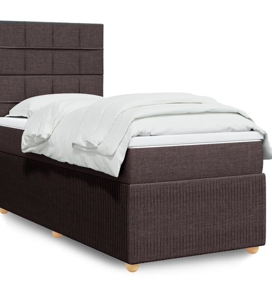 Boxspringbett mit Matratze Dunkelbraun 90x200 cm Stoff