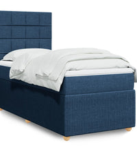 Boxspringbett mit Matratze Blau 90x200 cm Stoff
