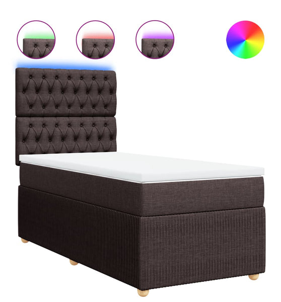 Boxspringbett mit Matratze Dunkelbraun 90x200 cm Stoff