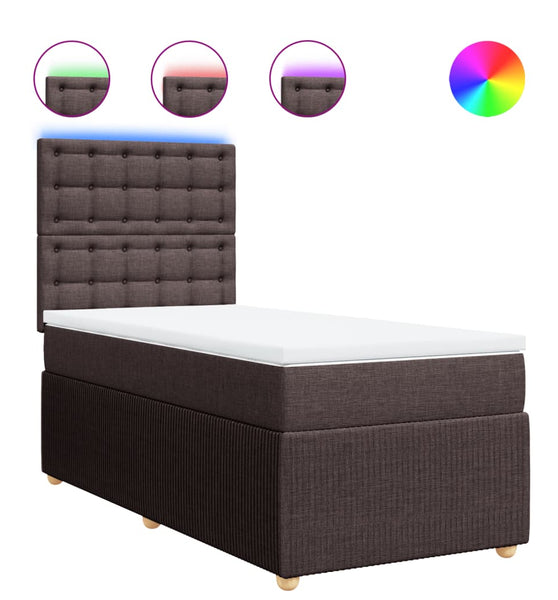 Boxspringbett mit Matratze Dunkelbraun 90x200 cm Stoff