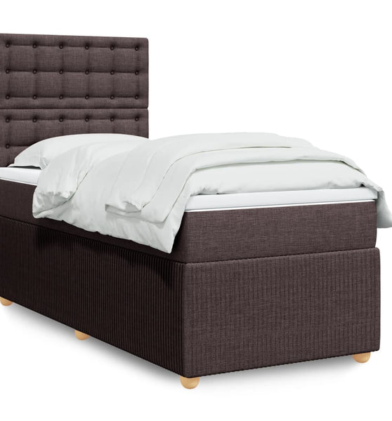 Boxspringbett mit Matratze Dunkelbraun 90x200 cm Stoff