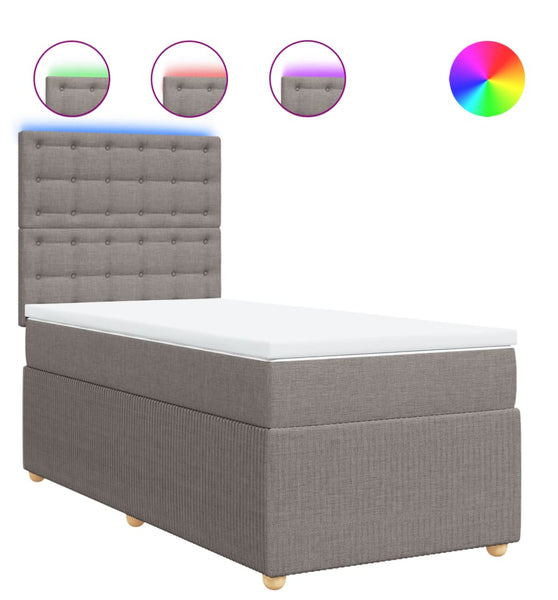 Boxspringbett mit Matratze Taupe 90x200 cm Stoff