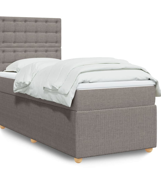 Boxspringbett mit Matratze Taupe 90x200 cm Stoff