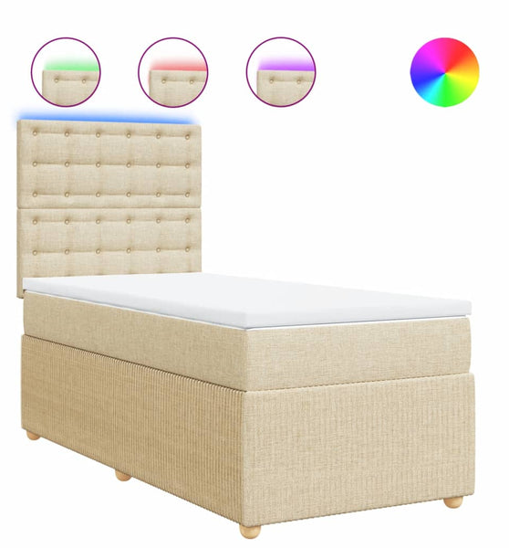 Boxspringbett mit Matratze Creme 90x200 cm Stoff