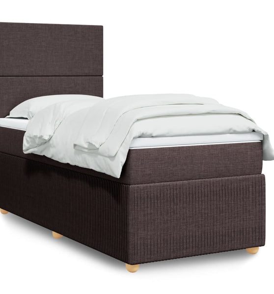 Boxspringbett mit Matratze Dunkelbraun 100x200 cm Stoff