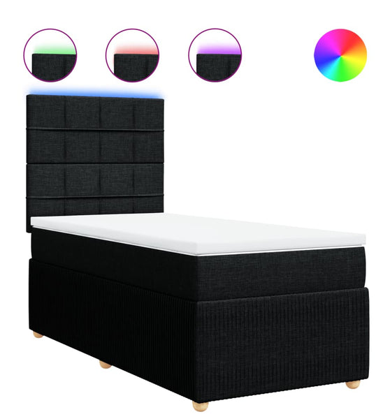 Boxspringbett mit Matratze Schwarz 100x200 cm Stoff