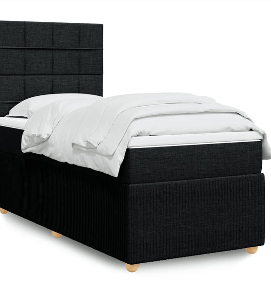 Boxspringbett mit Matratze Schwarz 100x200 cm Stoff