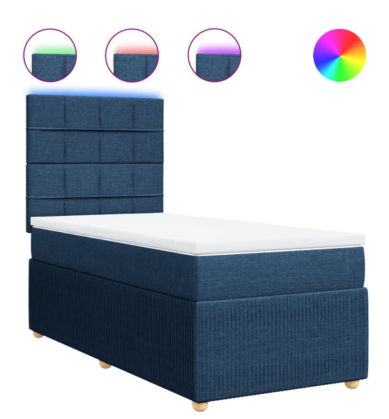 Boxspringbett mit Matratze Blau 100x200 cm Stoff