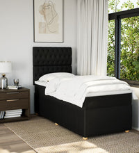 Boxspringbett mit Matratze Schwarz 100x200 cm Stoff
