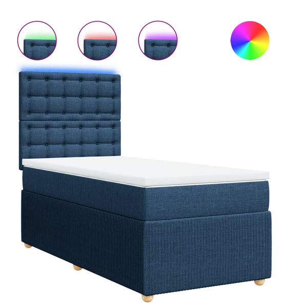 Boxspringbett mit Matratze Blau 100x200 cm Stoff