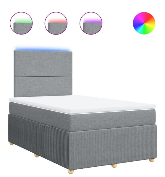 Boxspringbett mit Matratze Hellgrau 120x190 cm Stoff