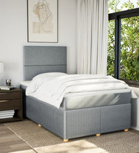 Boxspringbett mit Matratze Hellgrau 120x190 cm Stoff