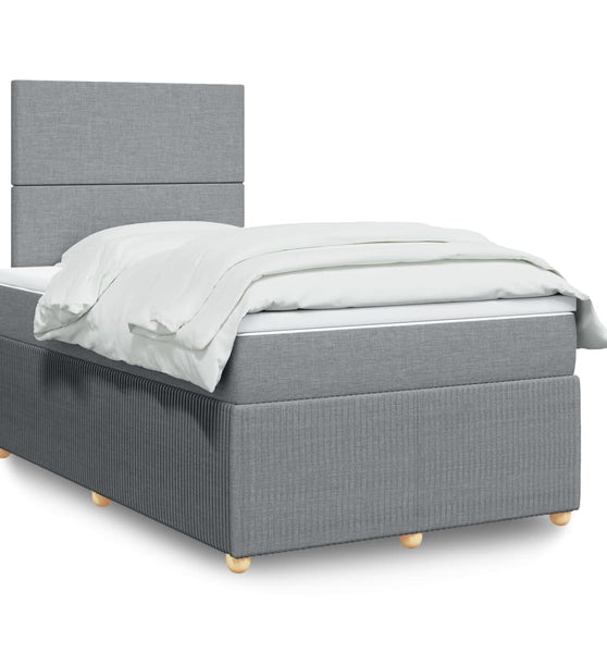 Boxspringbett mit Matratze Hellgrau 120x190 cm Stoff