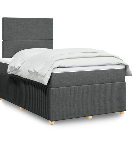 Boxspringbett mit Matratze Dunkelgrau 120x190 cm Stoff