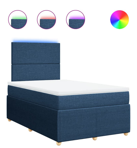Boxspringbett mit Matratze Blau 120x190 cm Stoff