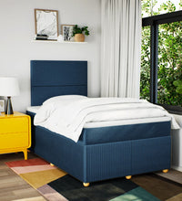 Boxspringbett mit Matratze Blau 120x190 cm Stoff