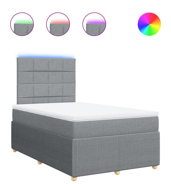 Boxspringbett mit Matratze Hellgrau 120x190 cm Stoff