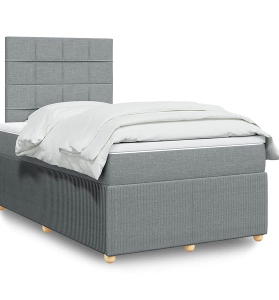 Boxspringbett mit Matratze Hellgrau 120x190 cm Stoff