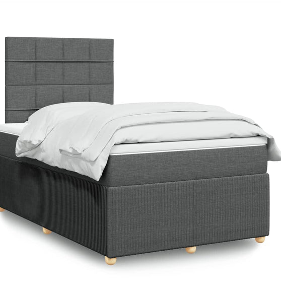 Boxspringbett mit Matratze Dunkelgrau 120x190 cm Stoff