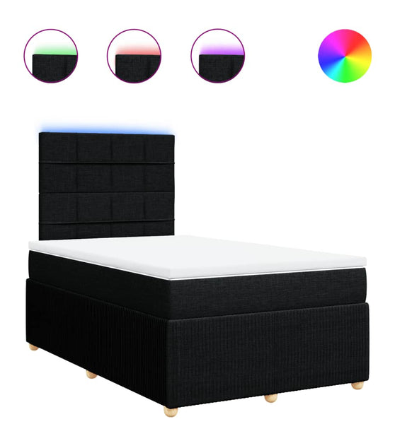 Boxspringbett mit Matratze Schwarz 120x190 cm Stoff