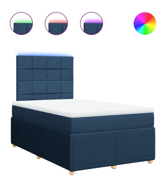 Boxspringbett mit Matratze Blau 120x190 cm Stoff