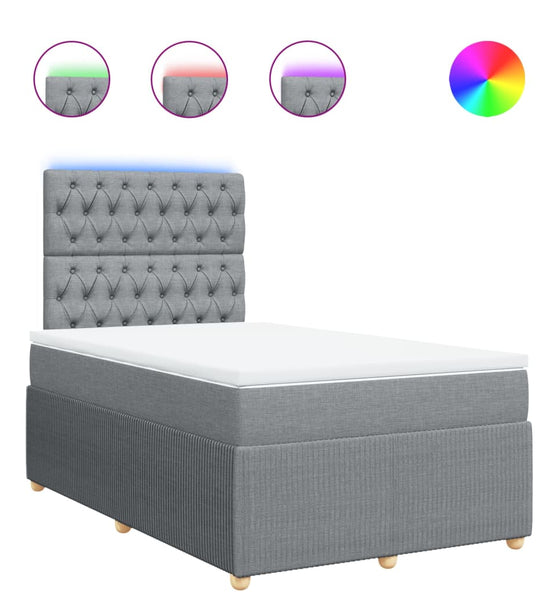 Boxspringbett mit Matratze Hellgrau 120x190 cm Stoff