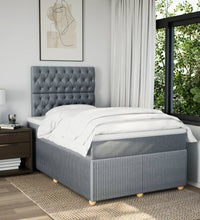 Boxspringbett mit Matratze Hellgrau 120x190 cm Stoff