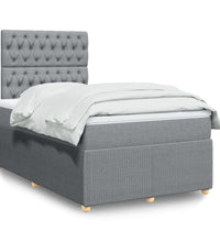 Boxspringbett mit Matratze Hellgrau 120x190 cm Stoff