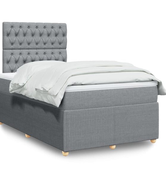 Boxspringbett mit Matratze Hellgrau 120x190 cm Stoff