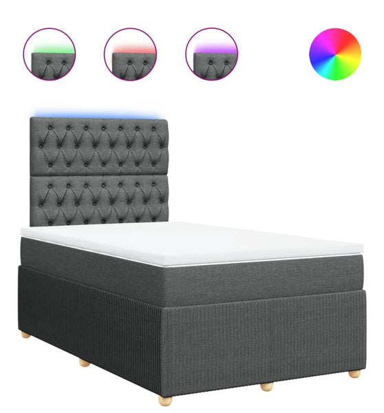 Boxspringbett mit Matratze Dunkelgrau 120x190 cm Stoff