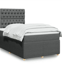 Boxspringbett mit Matratze Dunkelgrau 120x190 cm Stoff