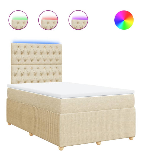 Boxspringbett mit Matratze Creme 120x190 cm Stoff