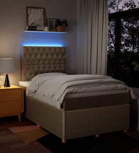 Boxspringbett mit Matratze Creme 120x190 cm Stoff