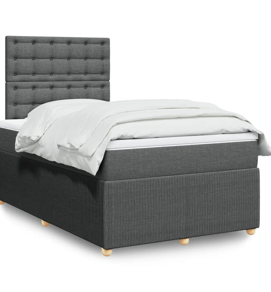 Boxspringbett mit Matratze Dunkelgrau 120x190 cm Stoff