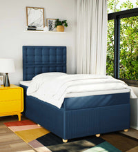 Boxspringbett mit Matratze Blau 120x190 cm Stoff