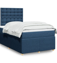 Boxspringbett mit Matratze Blau 120x190 cm Stoff