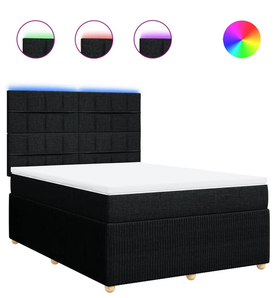 Boxspringbett mit Matratze Schwarz 140x200 cm Stoff